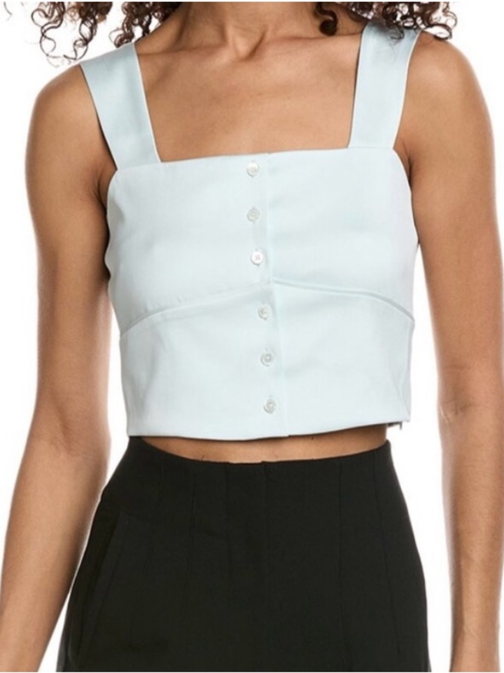 THE KOOPLES CROP SATIN MINT GREEN SQUARE NECK TOP SZ 2 NWT